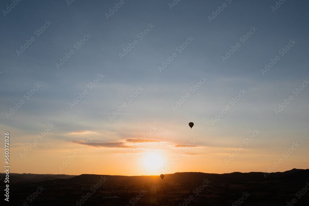 Hot air balloon in sunset