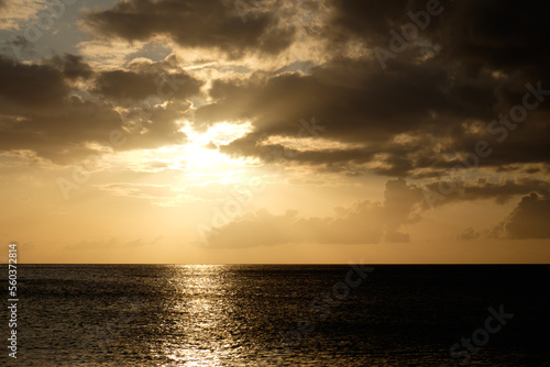 Sunset with clous in guadeloupe (French West Indies)