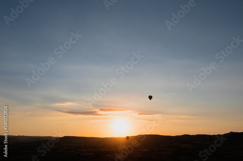 Hot air balloon in sunset