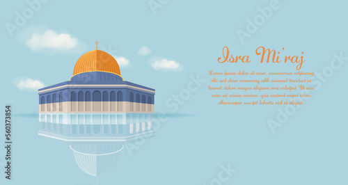 Al-Isra wal Mi'raj Translate: The Night Journey Prophet Muhammad Vector Illustration for Poster Template and Flyer, Simple Background of Isra Mi'raj Ceremony