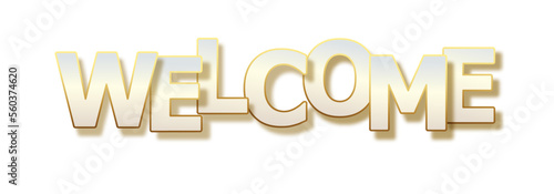 WELCOME golden letters banner.Welcome poster on white background. Vector paper illustration