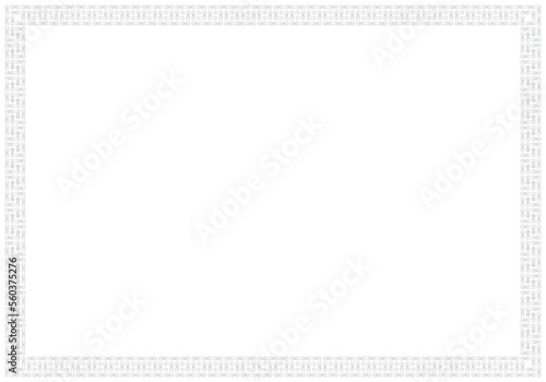 Vector geometric rectangle frame formed by a bike chain. Greek patterns. White background