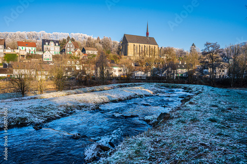 Die Klosterkirche St. Maria Magdalena in Wuppertal Beyenburg im Winter photo