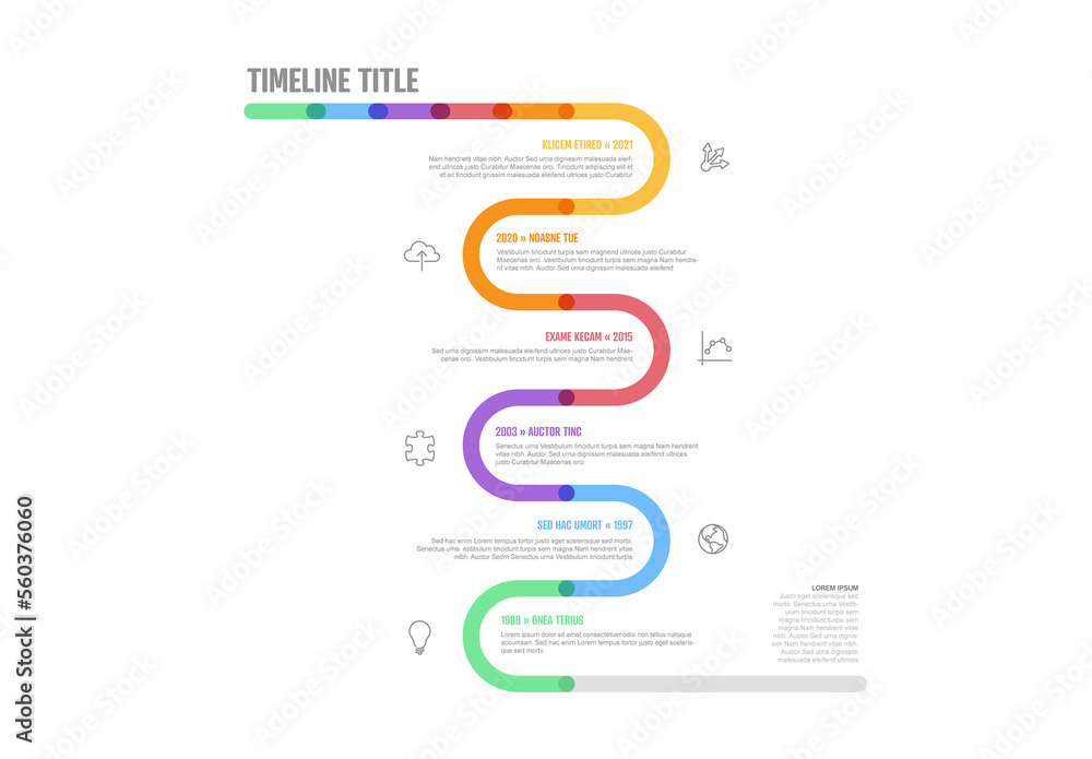 thick line infogrpahic timeline diagram template with... Thick line Infogrpahic vertical timeline diagram template Stock ...