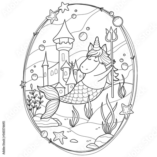 Unicorn Mermaid Coloring Page for Kids