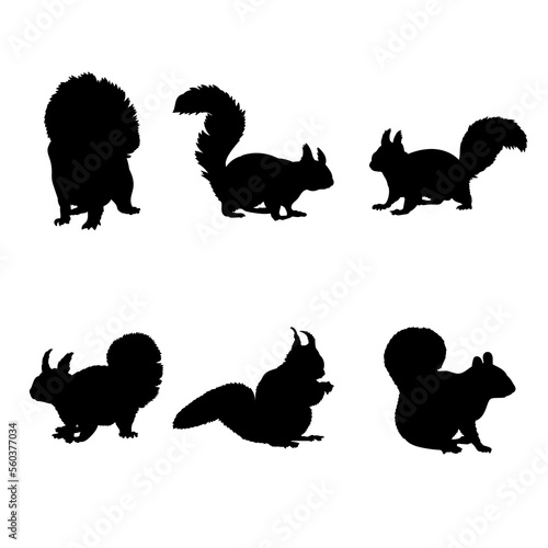 Set of silhouettes of tree squirrels vector design