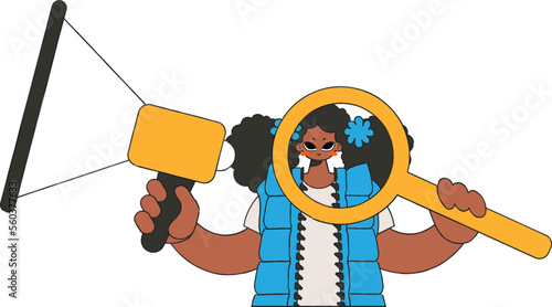 A woman with a megaphone, symbolizing the search for people in the labor market. Attracting workers.