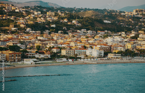 Beach and the town of Scauri in Italy. photo