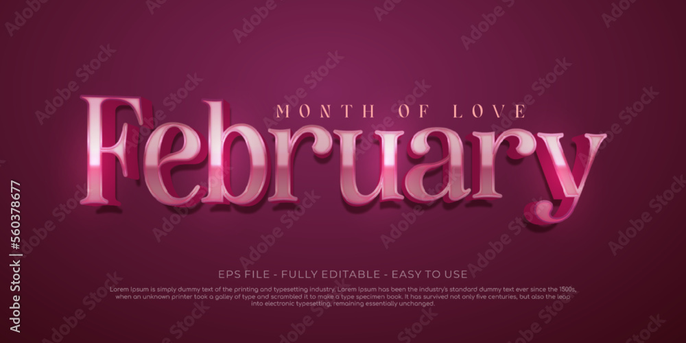 3d style effect text february template