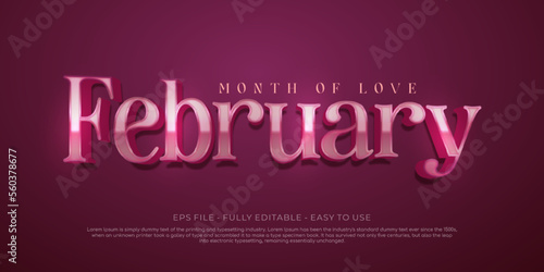 3d style effect text february template
