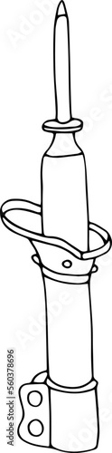 Car shock absorber icon, hand drawn. Vector illustration, doodle style. Traced image.
