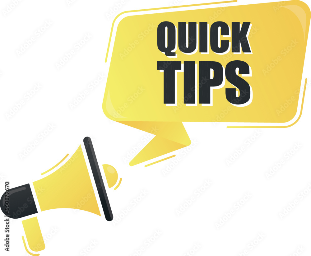 Megaphone quick tips with on yellow background. Megaphone banner. Web design.