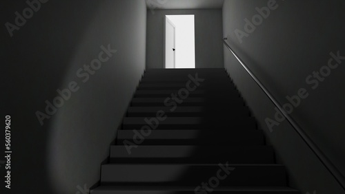 Basement, exit to the light, staircase made in 3D program