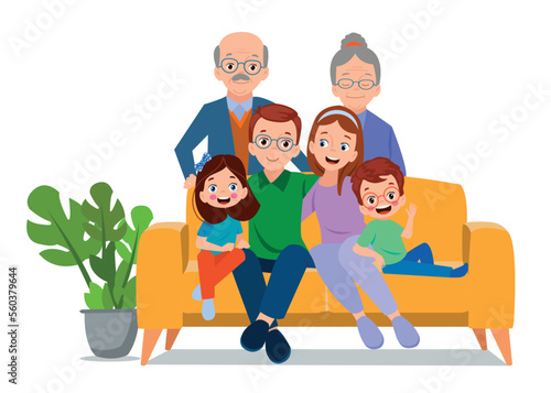 big family together vector illustration