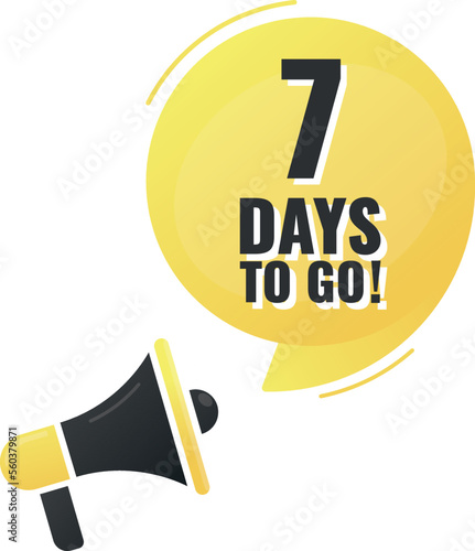 Number 7 of days left to go. Badge with, sale, landing page, banner.