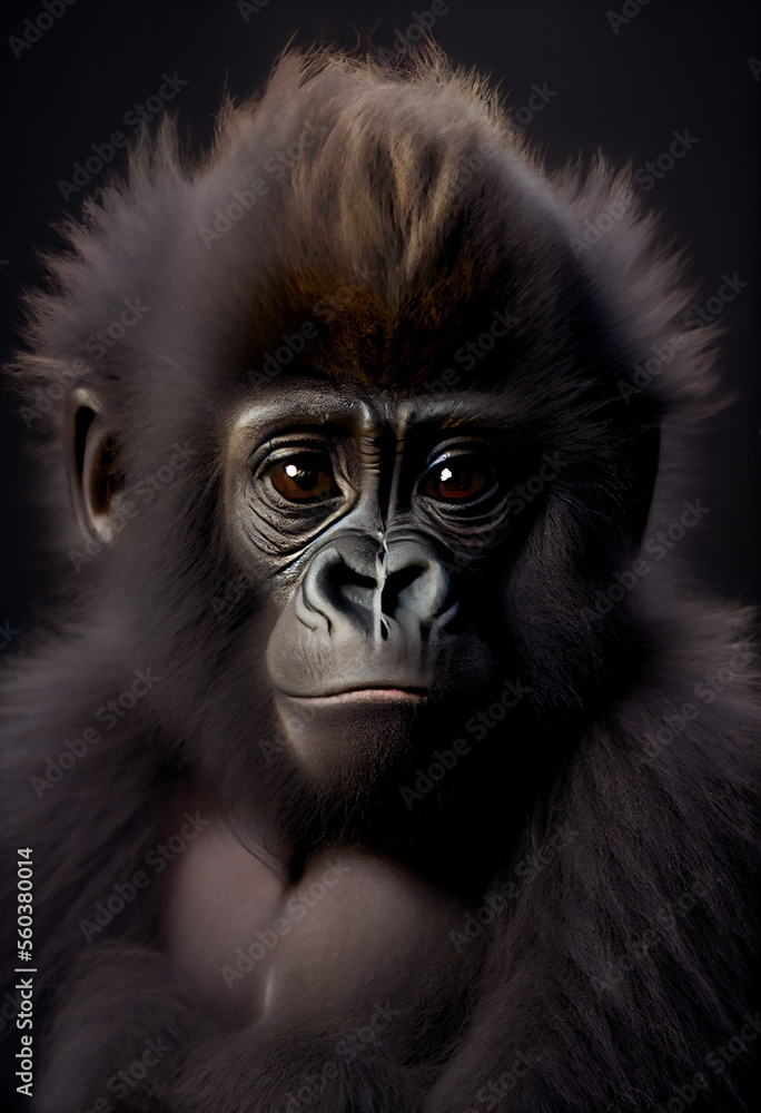 Beautiful Portrait of a Gorilla. Generative AI. Beautiful Portrait of a Gorilla. Generative AI.