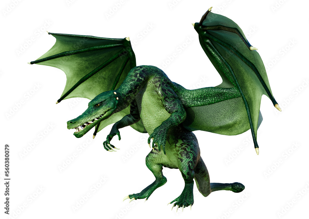 Fototapeta premium 3D Rendering Fairy Tale Dragon on White