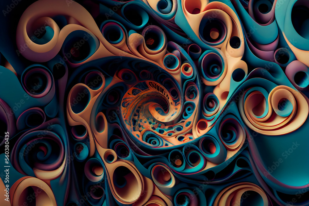 Abstract festive background with burning fantastic swirl. Surreal 3d wallpaper background. Generative AI. Abstract festive background with burning fantastic swirl. Surreal 3d wallpaper background. Generative AI.