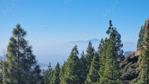 El Teide vulcano view near Roque Nublo, Gran Canaria, Spain