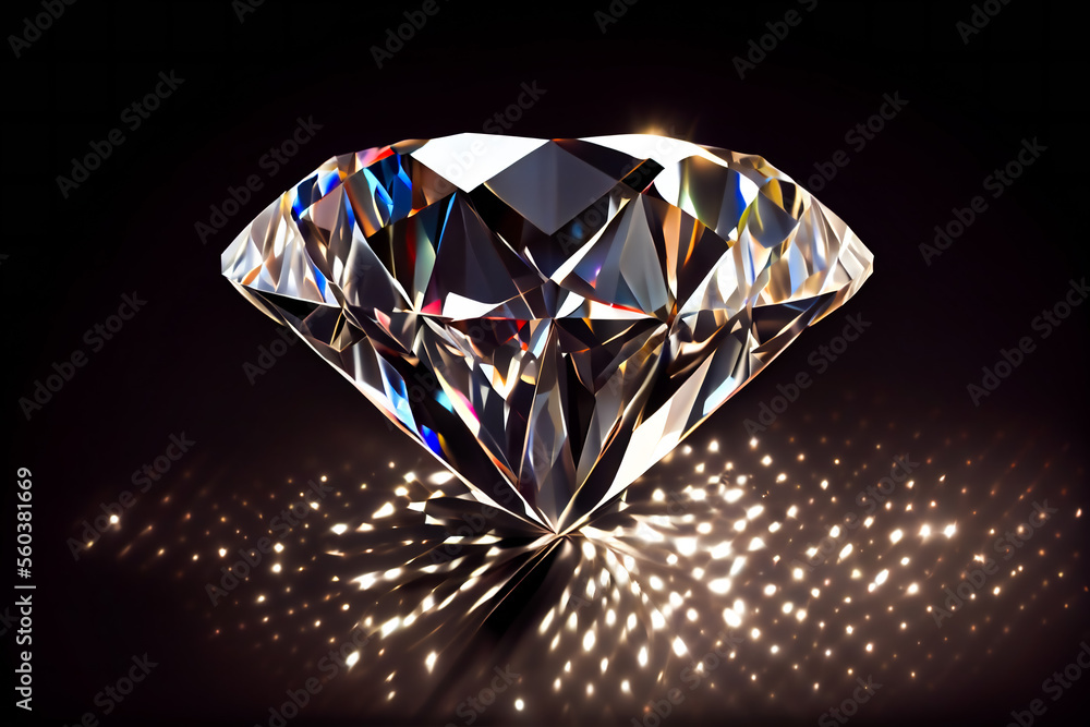 Diamond on black background. Generative AI. Diamond on black background. Generative AI.
