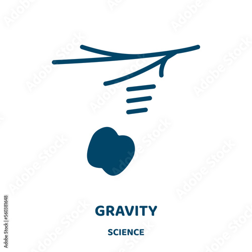 gravity vector icon from science collection. science filled flat symbol for mobile concept and web design. Black physics glyph icon. Isolated sign, logo illustration. Vector graphics.