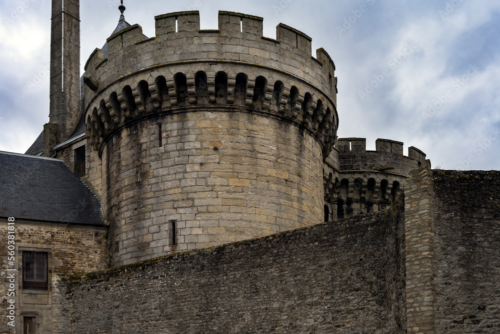 Detail of the medieval castle of the Dukes of Alençon, Normandy, France