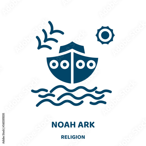 noah ark vector icon from religion collection. ark filled flat symbol for mobile concept and web design. Black noah glyph icon. Isolated sign, logo illustration. Vector graphics.