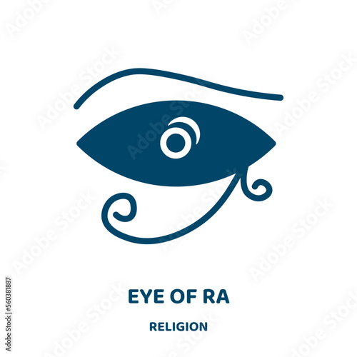 eye of ra vector icon from religion collection. egyptian filled flat symbol for mobile concept and web design. Black pharaoh glyph icon. Isolated sign, logo illustration. Vector graphics.