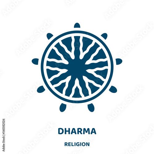 dharma vector icon from religion collection. japan filled flat symbol for mobile concept and web design. Black religious glyph icon. Isolated sign, logo illustration. Vector graphics.