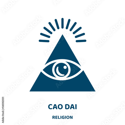 cao dai vector icon from religion collection. religion filled flat symbol for mobile concept and web design. Black atheism glyph icon. Isolated sign, logo illustration. Vector graphics.