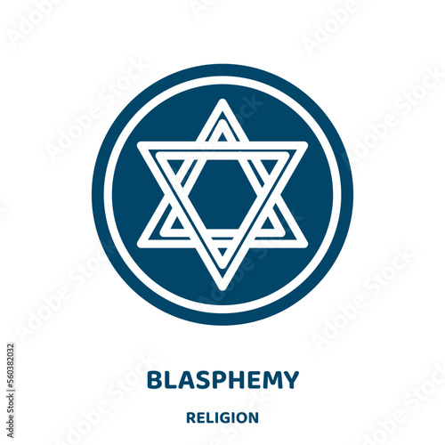 blasphemy vector icon from religion collection. simple filled flat symbol for mobile concept and web design. Black spiritual glyph icon. Isolated sign, logo illustration. Vector graphics.