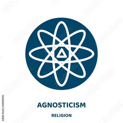 agnosticism vector icon from religion collection. atheism filled flat symbol for mobile concept and web design. Black atheist glyph icon. Isolated sign, logo illustration. Vector graphics.