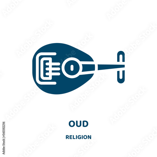 oud vector icon from religion collection. wood filled flat symbol for mobile concept and web design. Black culture glyph icon. Isolated sign, logo illustration. Vector graphics.