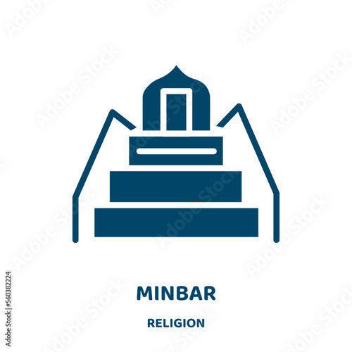 minbar vector icon from religion collection. mosque filled flat symbol for mobile concept and web design. Black prayer glyph icon. Isolated sign, logo illustration. Vector graphics. photo