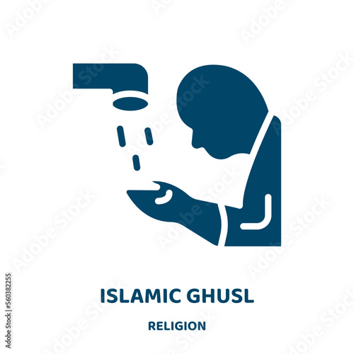 islamic ghusl vector icon from religion collection. islamic filled flat symbol for mobile concept and web design. Black body glyph icon. Isolated sign, logo illustration. Vector graphics.