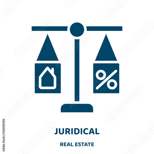 juridical vector icon from real estate collection. legal filled flat symbol for mobile concept and web design. Black justice glyph icon. Isolated sign, logo illustration. Vector graphics.