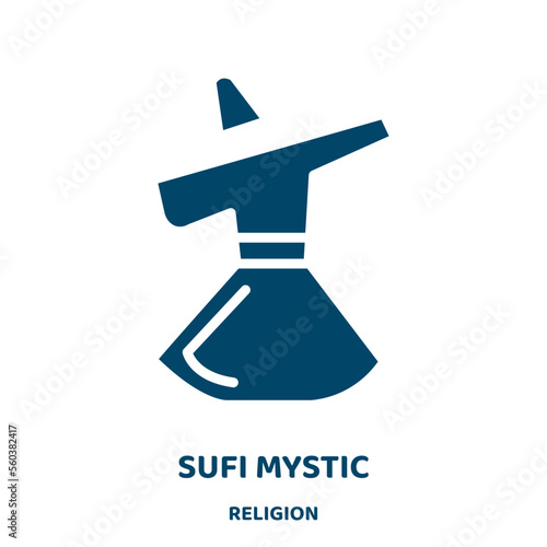 sufi mystic vector icon from religion collection. sufi filled flat symbol for mobile concept and web design. Black dervish glyph icon. Isolated sign, logo illustration. Vector graphics.