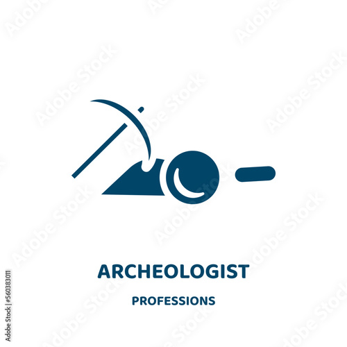 archeologist vector icon from professions collection. vector filled flat symbol for mobile concept and web design. Black sign glyph icon. Isolated sign, logo illustration. Vector graphics.