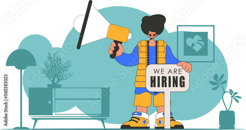 The theme is Human Resource. The man is holding a megaphone.
