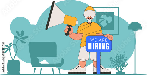 The theme is Human Resource. A man holds a megaphone in his hands.