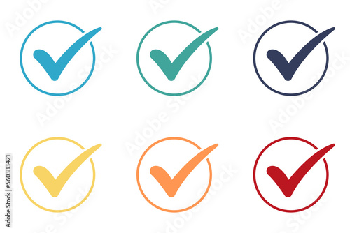 Set of checkmark icons. Vector illustration isolated on white background