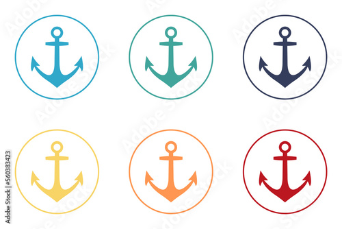 Anchor icons set. Illustration in a flat style