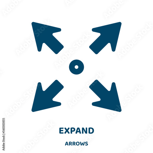expand vector icon from arrows collection. arrow filled flat symbol for mobile concept and web design. Black navigation glyph icon. Isolated sign, logo illustration. Vector graphics.