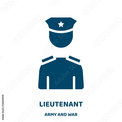 lieutenant vector icon from army and war collection. army filled flat symbol for mobile concept and web design. Black rank glyph icon. Isolated sign, logo illustration. Vector graphics.
