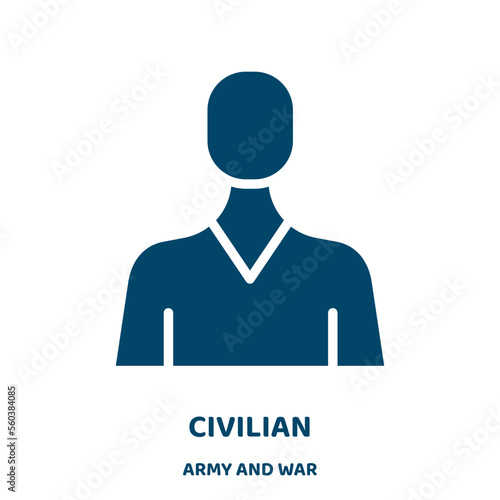 civilian vector icon from army and war collection. safety filled flat symbol for mobile concept and web design. Black phrase glyph icon. Isolated sign, logo illustration. Vector graphics.