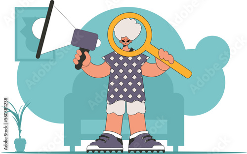 Topic Human resource and recruitment. The guy is holding a megaphone.