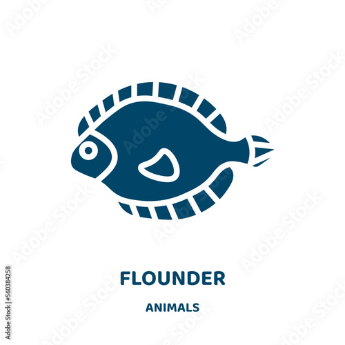 flounder vector icon from animals collection. water filled flat symbol for mobile concept and web design. Black ocean glyph icon. Isolated sign, logo illustration. Vector graphics.