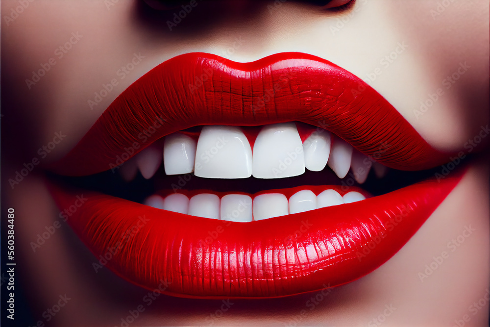 Obraz premium Perfect lips. shot of womans lips. Generative AI.