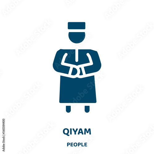qiyam vector icon from people collection. islamic filled flat symbol for mobile concept and web design. Black muslim glyph icon. Isolated sign, logo illustration. Vector graphics.