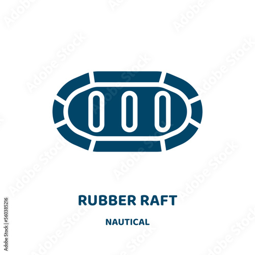 rubber raft vector icon from nautical collection. water filled flat symbol for mobile concept and web design. Black boat glyph icon. Isolated sign, logo illustration. Vector graphics.